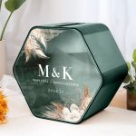 Κουτί Γάμου για Ευχές Εξάγωνο με Ονόματα και Ημερομηνία