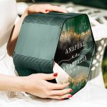 Κουτί Γάμου Εξάγωνο για Ευχές με Ονόματα και Ημερομηνία