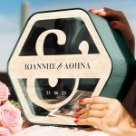 Κουτί Ευχών για Γάμο με Ονόματα σε Εξάγωνο Σχήμα