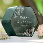 Κουτί Ευχών Γάμου Ξύλινο με Εξάγωνο Σχήμα και Ονόματα