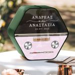Κουτί Γάμου Εξάγωνο για Ευχές με Ημερομηνία και Ονόματα