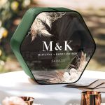 Κουτί Γάμου για Ευχές Εξάγωνο με Ονόματα και Ημερομηνία