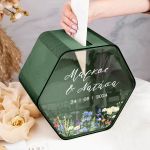 Κουτί Ευχών Ξύλινο Γάμου με Εξάγωνο Σχήμα και Ονόματα
