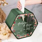 Γαμήλιο Κουτί Ευχών σε Εξάγωνο Σχήμα με Ονόματα