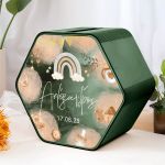 Κουτί Ευχών Βάπτισης Premium σε Σχήμα Εξάγωνο με Όνομα