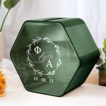 Κουτί Ευχών από Ξύλο για Γάμο Εξάγωνο με Ονόματα