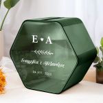 Κουτί Ευχών Γάμου Ξύλινο σε Εξάγωνο Σχήμα με Ονόματα