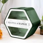 Γαμήλιο Κουτί Ευχών Εξάγωνο με Ονόματα και Μονογράμματα