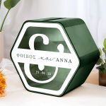 Γαμήλιο Κουτί Ευχών με Ονόματα σε Εξάγωνο Σχήμα