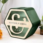 Κουτί Ευχών για Γάμο με Ονόματα σε Εξάγωνο Σχήμα