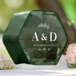 Κουτί Ευχών Γάμου Εξάγωνο με Ονόματα και Ημερομηνία