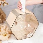 Κουτί Γάμου για Ευχές Εξάγωνο με Ονόματα και Ημερομηνία