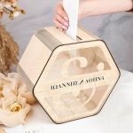 Κουτί Ευχών για Γάμο με Ονόματα σε Εξάγωνο Σχήμα