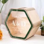 Κουτί Ευχών Γάμου Εξάγωνο με Ονόματα και Ημερομηνία