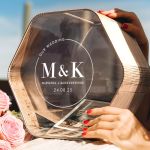 Κουτί Ευχών Γάμου Εξάγωνο με Μονογράμματα και Ημερομηνία