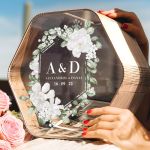 Κουτί Ευχών Γάμου Προσωποποιημένο σε Εξάγωνο Σχήμα