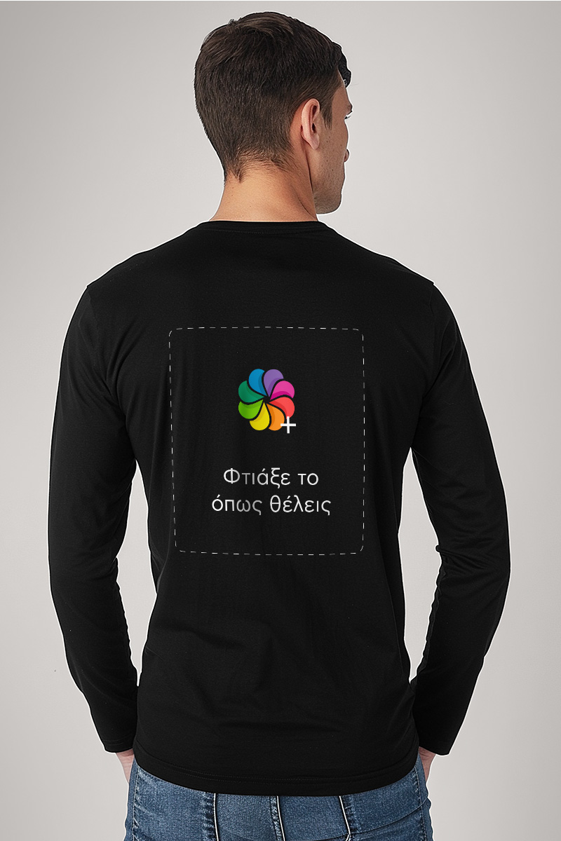 Sol's Imperial Μακρυμάνικο Μαύρο T-Shirt με Εκτύπωση σε Πλάτη