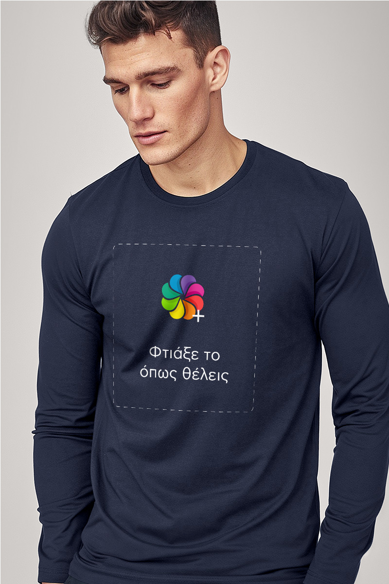 Sol's Imperial Μακρυμάνικο T-Shirt με Εκτύπωση, Μπλε Χρώμα