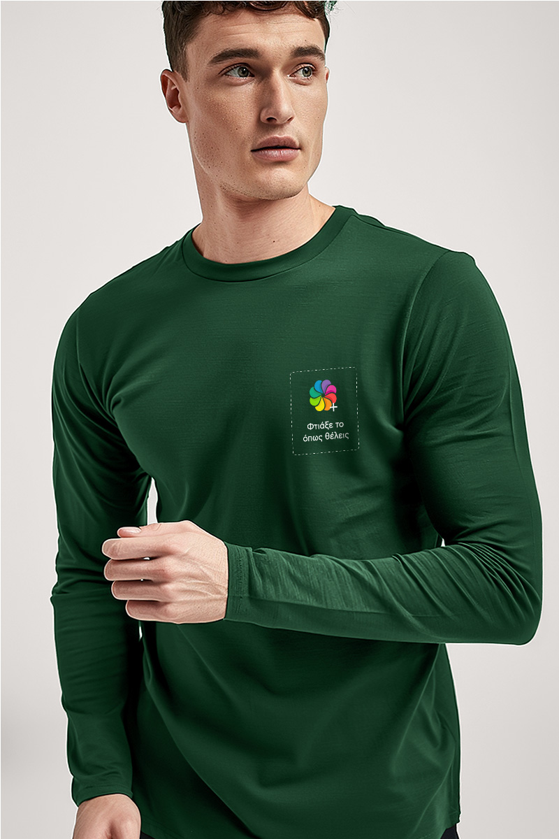 Sol's Imperial Μακρυμάνικο Πράσινο T-Shirt με Εκτύπωση Στήθους