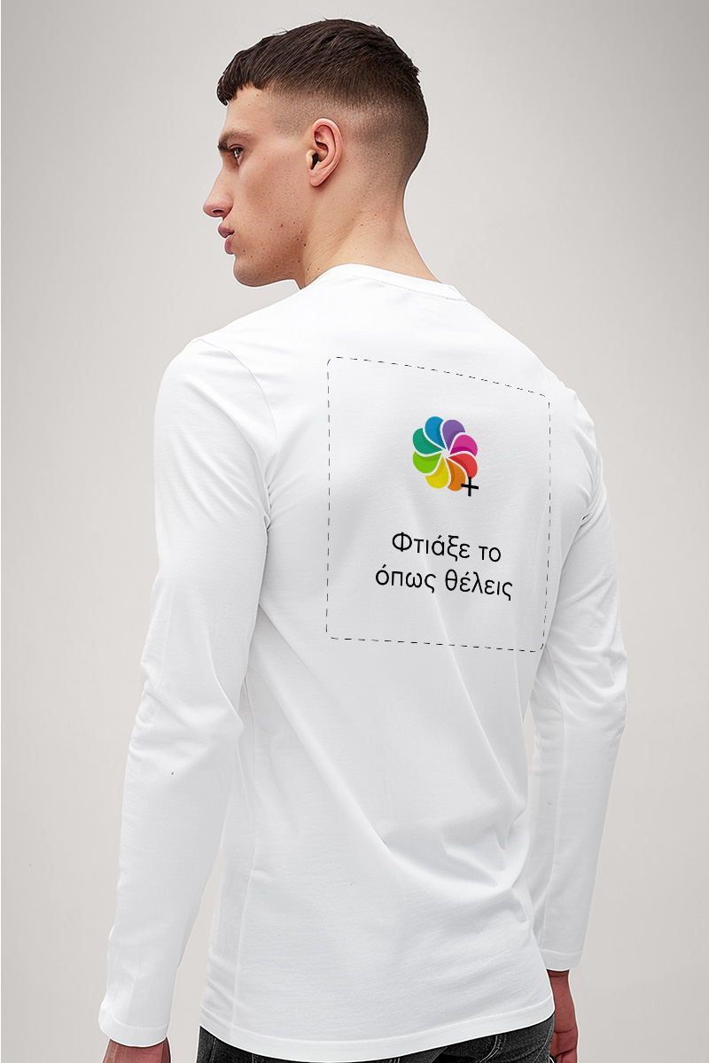 Sol's Imperial Μακρυμάνικο Λευκό T-Shirt με Εκτύπωση στην Πλάτη