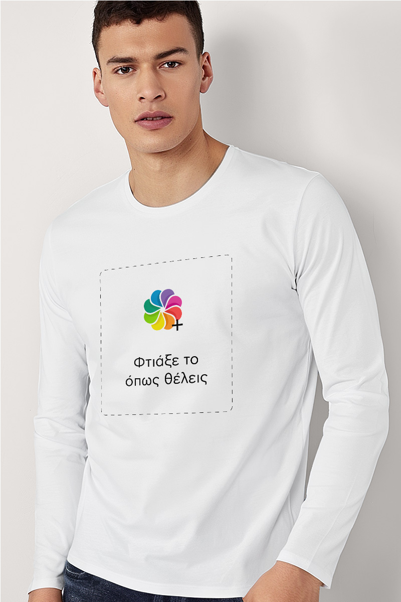 Sol's Imperial Μακρυμάνικο T-Shirt με Εκτύπωση, Λευκό Χρώμα