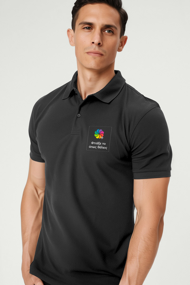 Sol's Perfect Man Ανδρικό Σκούρο Γκρι Polo με Λογότυπο & Εκτύπωση