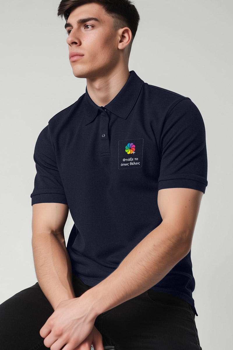 Sol's Perfect Man Ανδρικό Μπλε Polo με Λογότυπο & Εκτύπωση