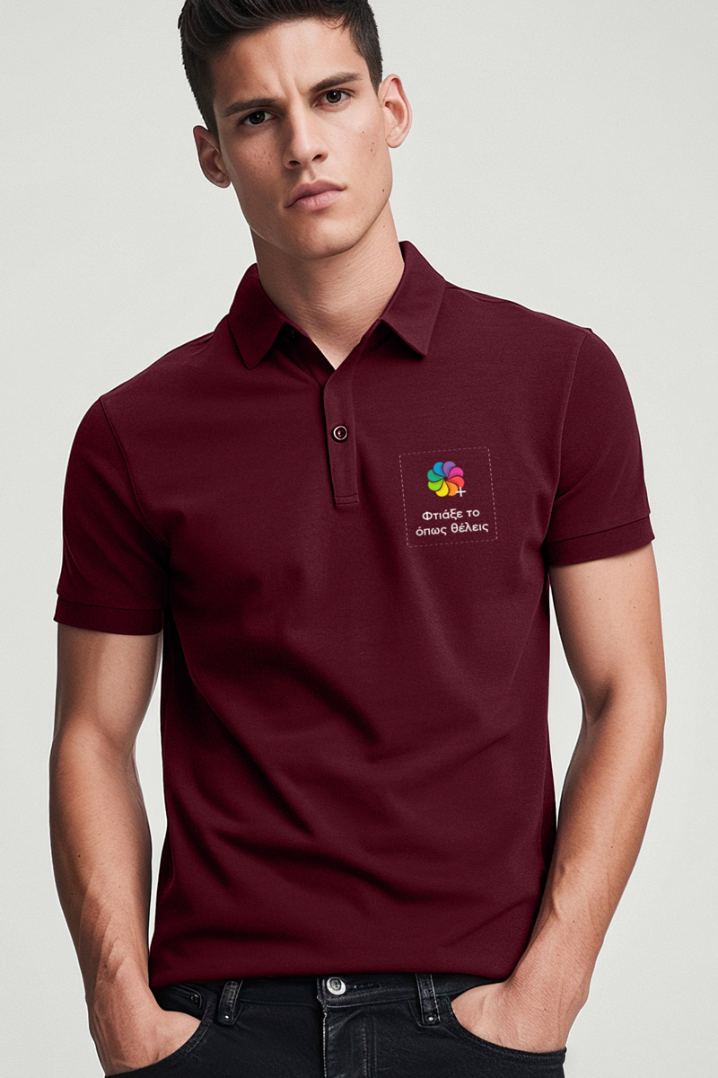 Sol's Perfect Man Ανδρικό Μπορντώ Polo με Λογότυπο & Εκτύπωση