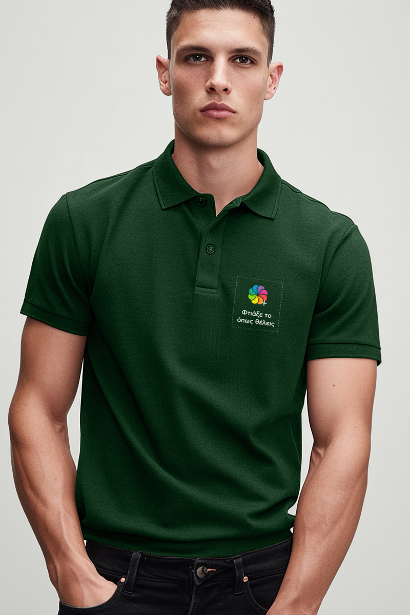 Sol's Perfect Man Ανδρικό Πράσινο Polo με Λογότυπο & Εκτύπωση