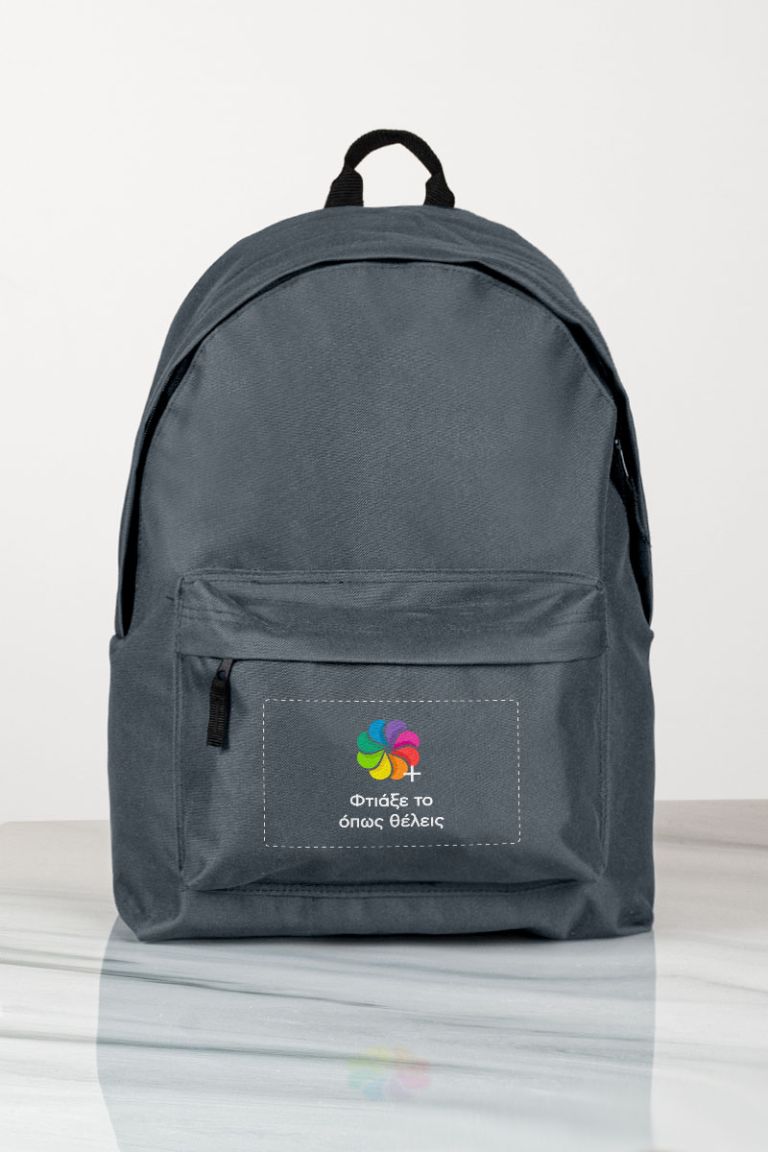 Τσάντα Πλάτης Backpack με Εκτύπωση σε Γκρι Χρώμα