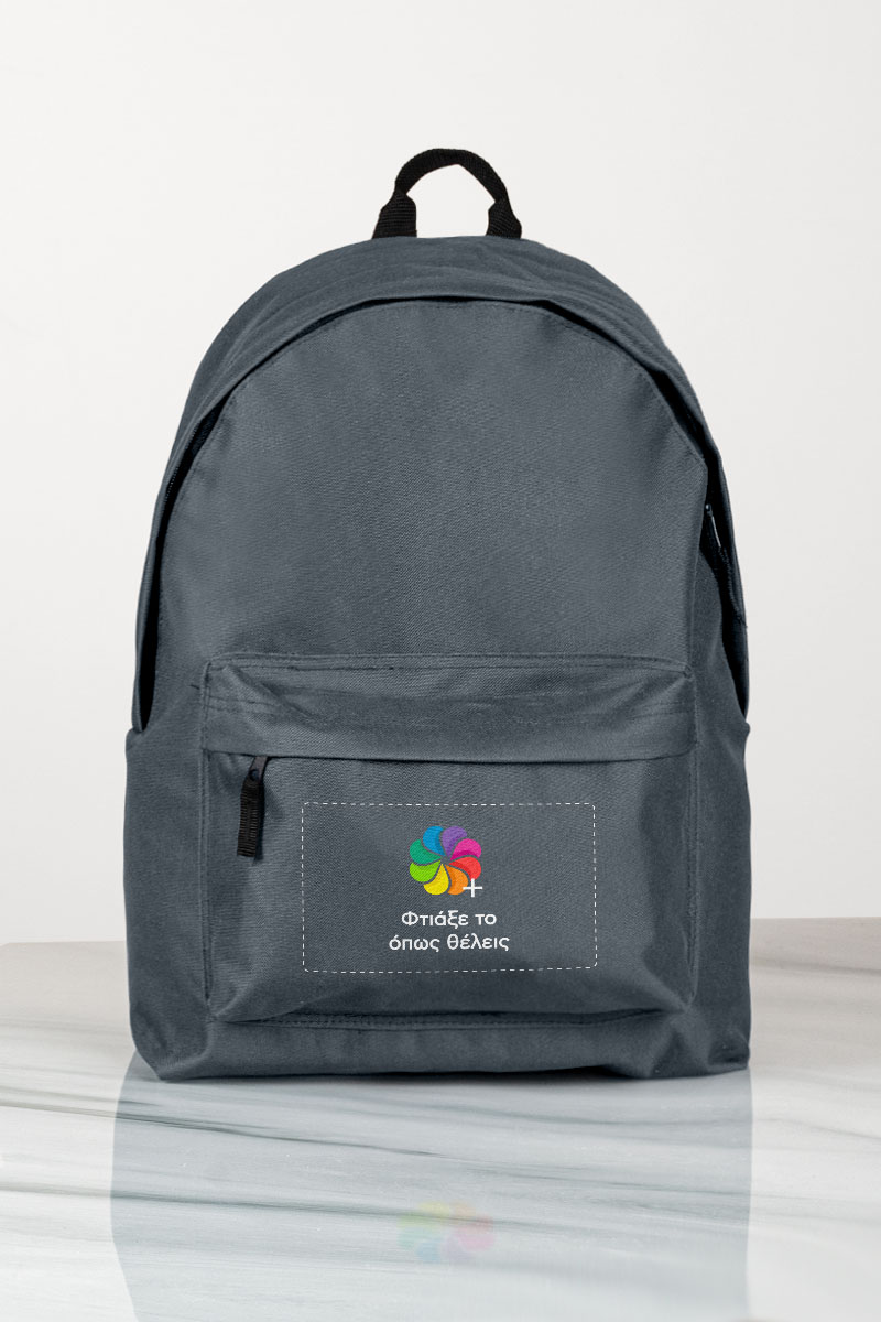 Τσάντα Πλάτης Backpack με Εκτύπωση σε Γκρι Χρώμα