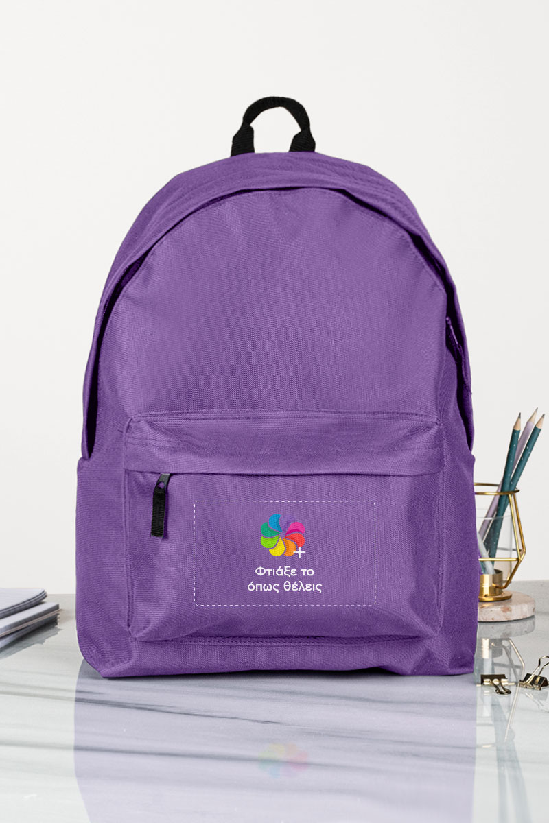 Τσάντα Πλάτης Backpack με Εκτύπωση σε Μωβ Χρώμα