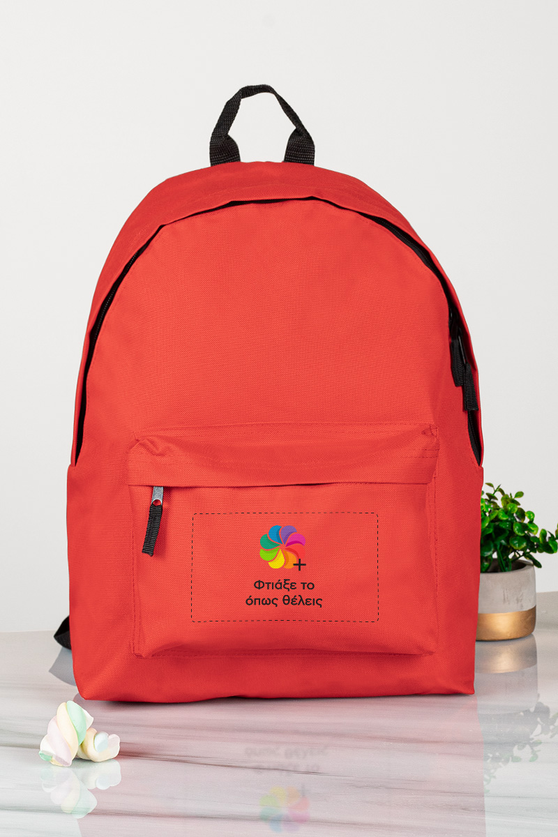 Τσάντα Πλάτης Backpack με Εκτύπωση σε Κόκκινο Χρώμα