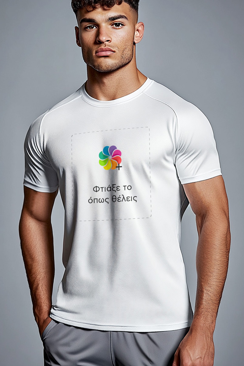 Sol's Sporty Ανδρικό Αθλητικό Λευκό T-Shirt με Εκτύπωση