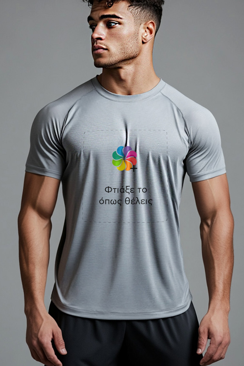 Sol's Sporty Ανδρικό Αθλητικό Γκρι T-Shirt με Εκτύπωση