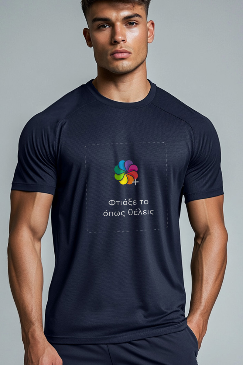 Sol's Sporty Ανδρικό Αθλητικό Μπλε T-Shirt με Εκτύπωση