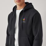 Ζακέτα Φούτερ σε Γκρι Χρώμα με Εκτύπωση σε Πλάτη και Στήθος