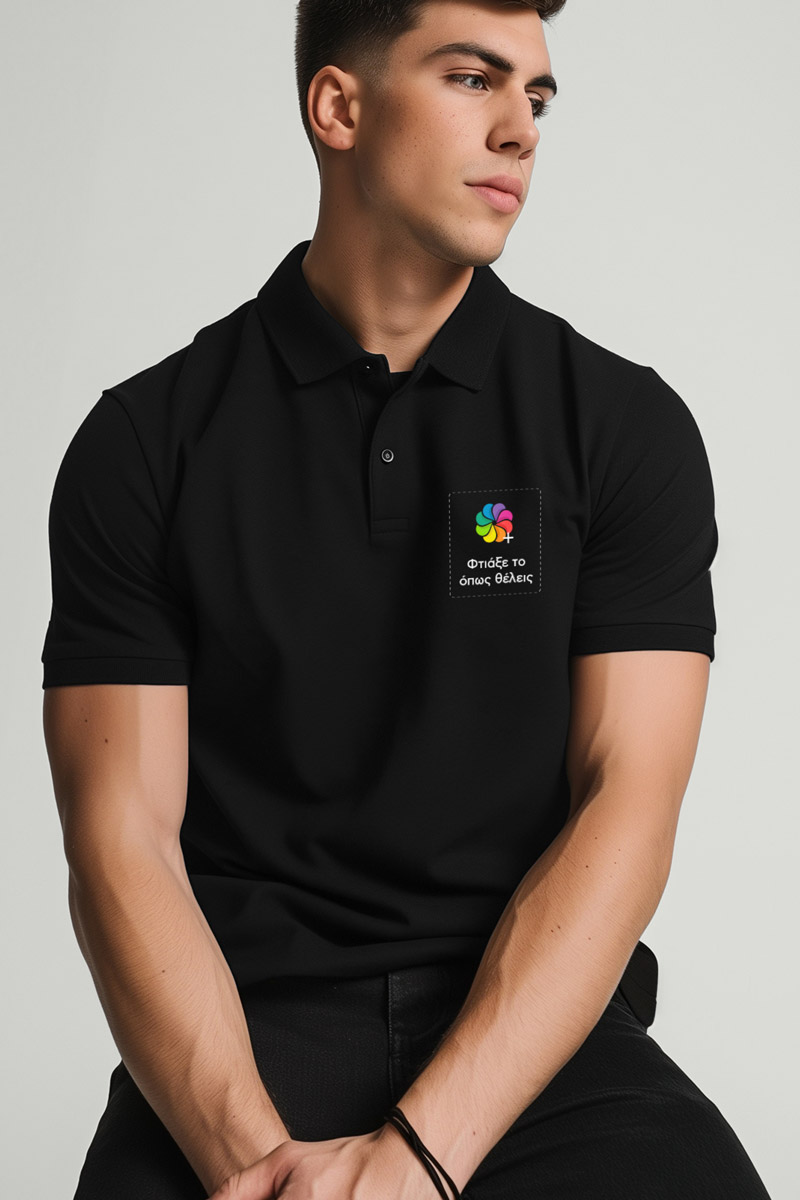 Sol's Perfect Man Ανδρικό Μαύρο Polo με Λογότυπο & Εκτύπωση
