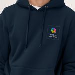 Ανδρικό Μπλε Φούτερ με Κουκούλα & Εκτύπωση στο Στήθος