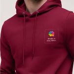 Ανδρικό Μπορντώ Φούτερ με Κουκούλα & Εκτύπωση στο Στήθος