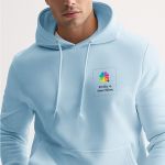 Ανδρικό Γαλάζιο Φούτερ με Κουκούλα & Εκτύπωση στην Πλάτη