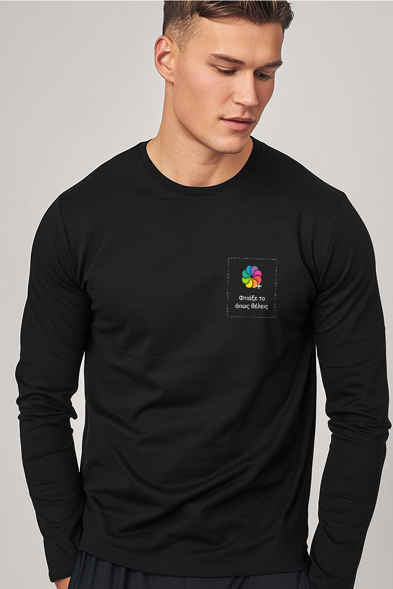 Sol's Imperial Μακρυμάνικο Μαύρο T-Shirt με Εκτύπωση σε Πλάτη