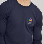 Sol's Imperial Μακρυμάνικο Μπλε T-Shirt με Εκτύπωση στο Στήθος