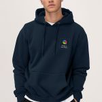 Ανδρικό Μπλε Φούτερ με Κουκούλα & Εκτύπωση στο Στήθος