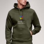 Ανδρικό Χακί Γκρι Φούτερ με Κουκούλα & Εκτύπωση Σχεδίου