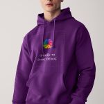 Ανδρικό Μωβ Φούτερ με Κουκούλα & Εκτύπωση Σχεδίου