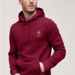 Ανδρικό Μπορντώ Φούτερ με Κουκούλα & Εκτύπωση στο Στήθος