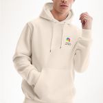 Ανδρικό Εκρού Φούτερ με Κουκούλα & Εκτύπωση στο Στήθος