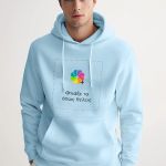 Ανδρικό Γαλάζιο Φούτερ με Κουκούλα & Εκτύπωση Σχεδίου