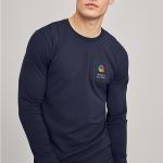 Sol's Imperial Μακρυμάνικο Μπλε T-Shirt με Εκτύπωση στο Στήθος
